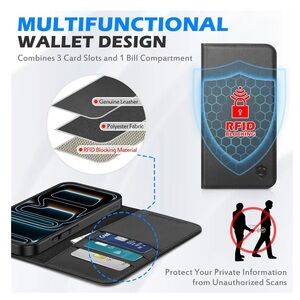 IPhone 17 pro max Wallet Case - Black